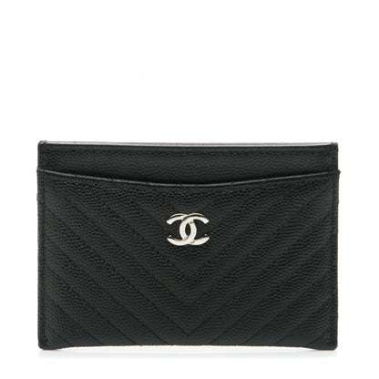 Chanel Caviar Chevron Quilted Card Holder Black 1 of 8