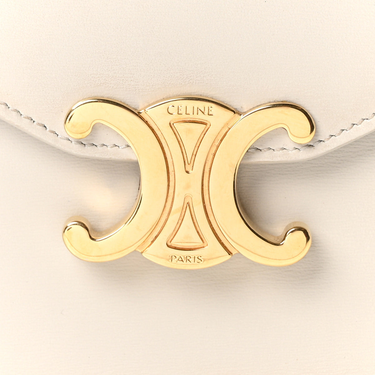 Celine Shiny Calfskin Triomphe Margo Wallet on Chain Light Stone 8 of 10