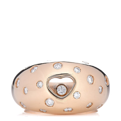 Chopard 18K Yellow Gold Diamond Happy Diamonds Heart Dome Ring 50 5.25 1 of 5