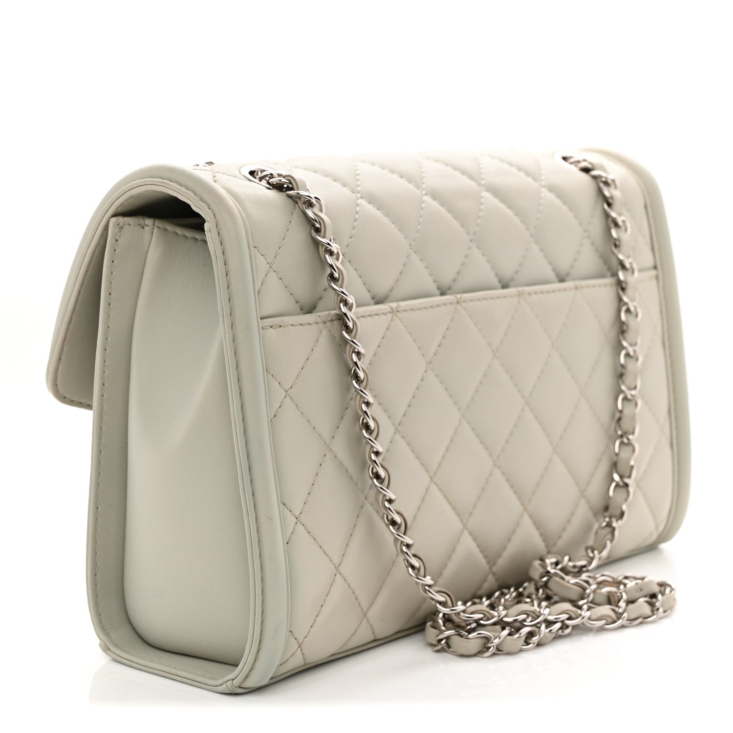 Chanel Lambskin Quilted Large Geometric Flap Light Grey Light Grey 3 of 12