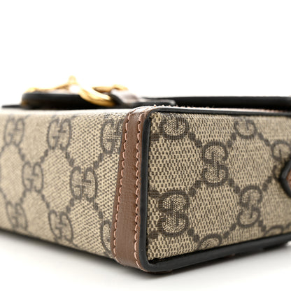 Gucci GG Supreme Monogram Mini Horsebit 1955 Shoulder Bag Beige Brown Sugar 10 of 14