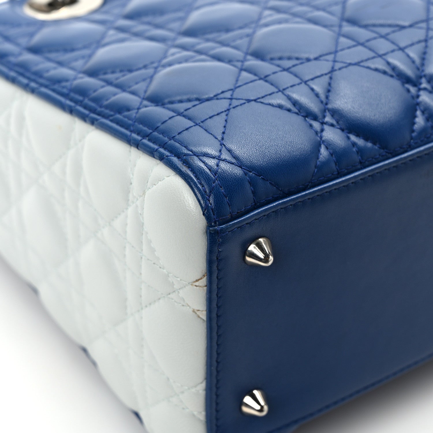 Christian Dior Lambskin Cannage Medium Tri-Color Lady Dior Blue Celeste Deep Green 11 of 14