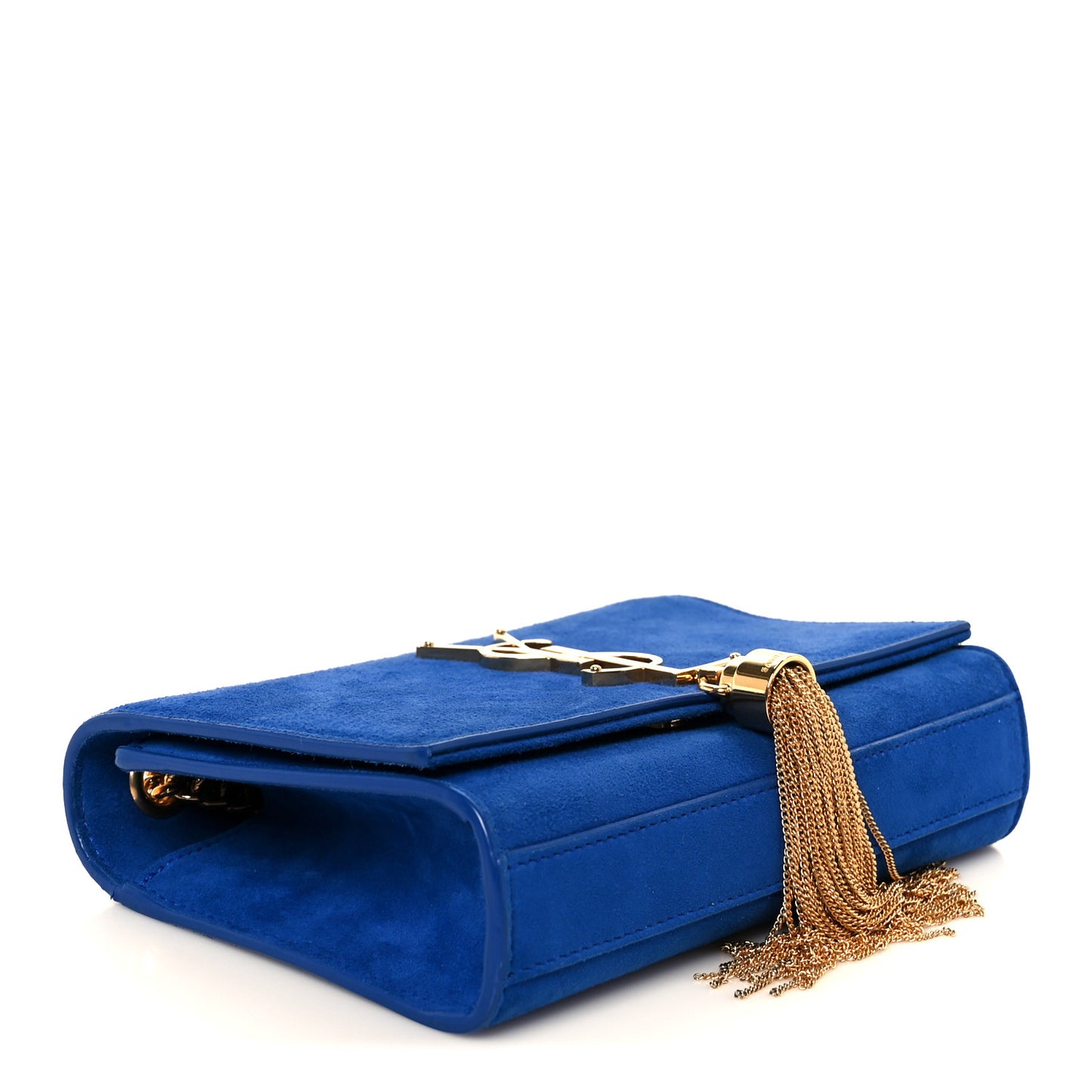 Suede Small Classic Monogram Kate Tassel Satchel Blue