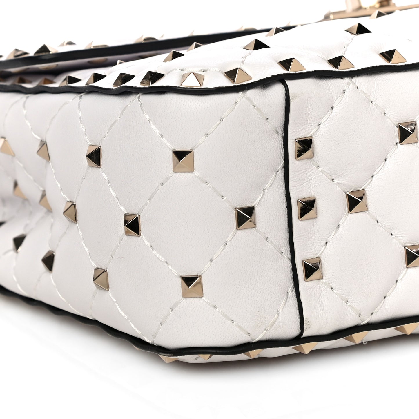 Lambskin Medium Rockstud Spike Shoulder Bag White