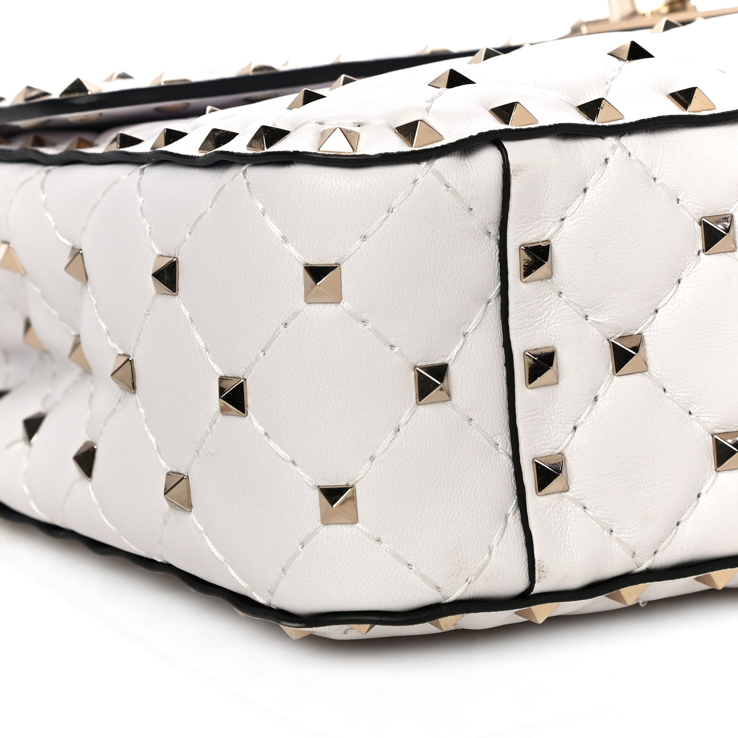 Valentino Garavani Lambskin Medium Rockstud Spike Shoulder Bag White 8 of 9