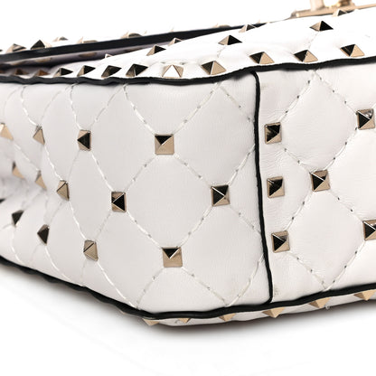 Valentino Garavani Lambskin Medium Rockstud Spike Shoulder Bag White 8 of 9
