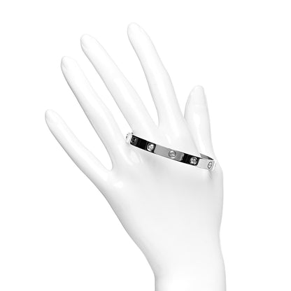 Cartier 18K White Gold 4 Diamond LOVE Bracelet 16 2 of 7