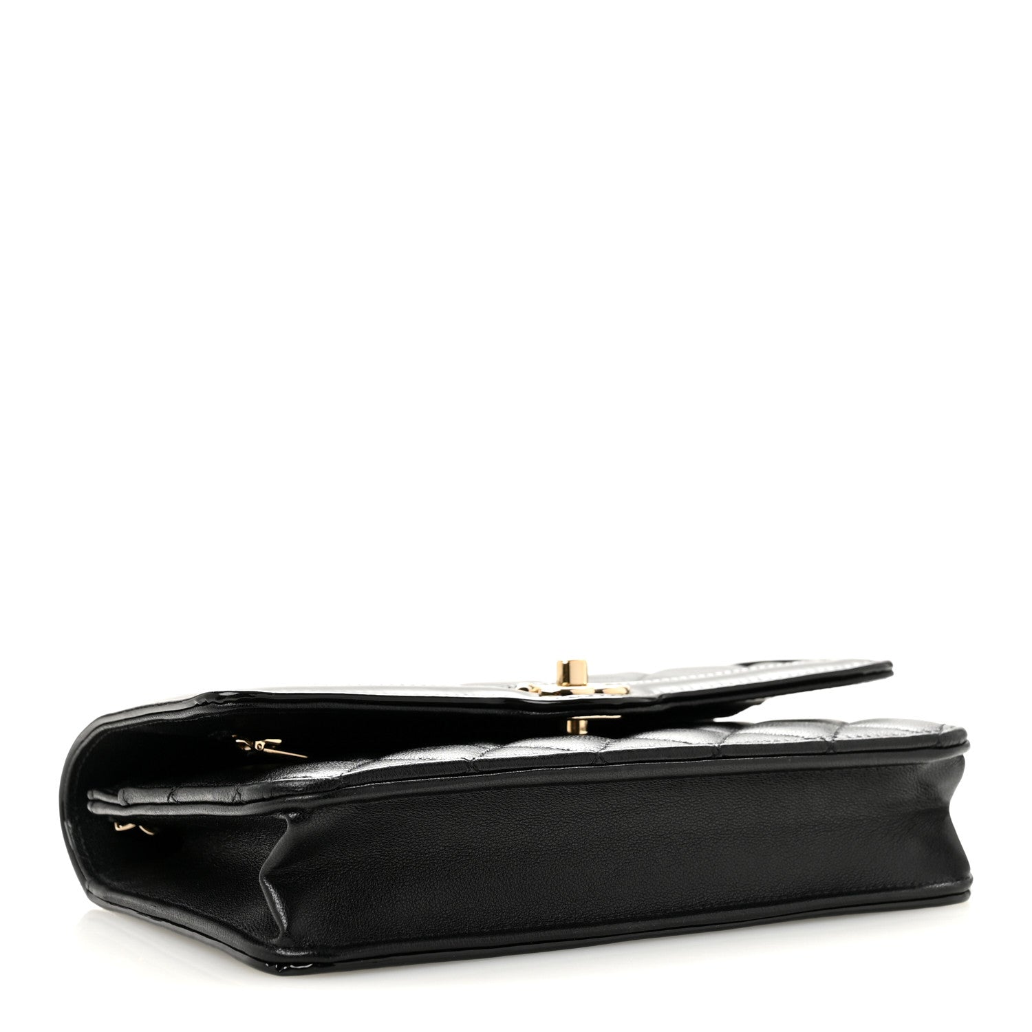 Chanel Lambskin Patent Calfskin Quilted Hold The Line CC Wallet On Chain WOC Black 4 of 12