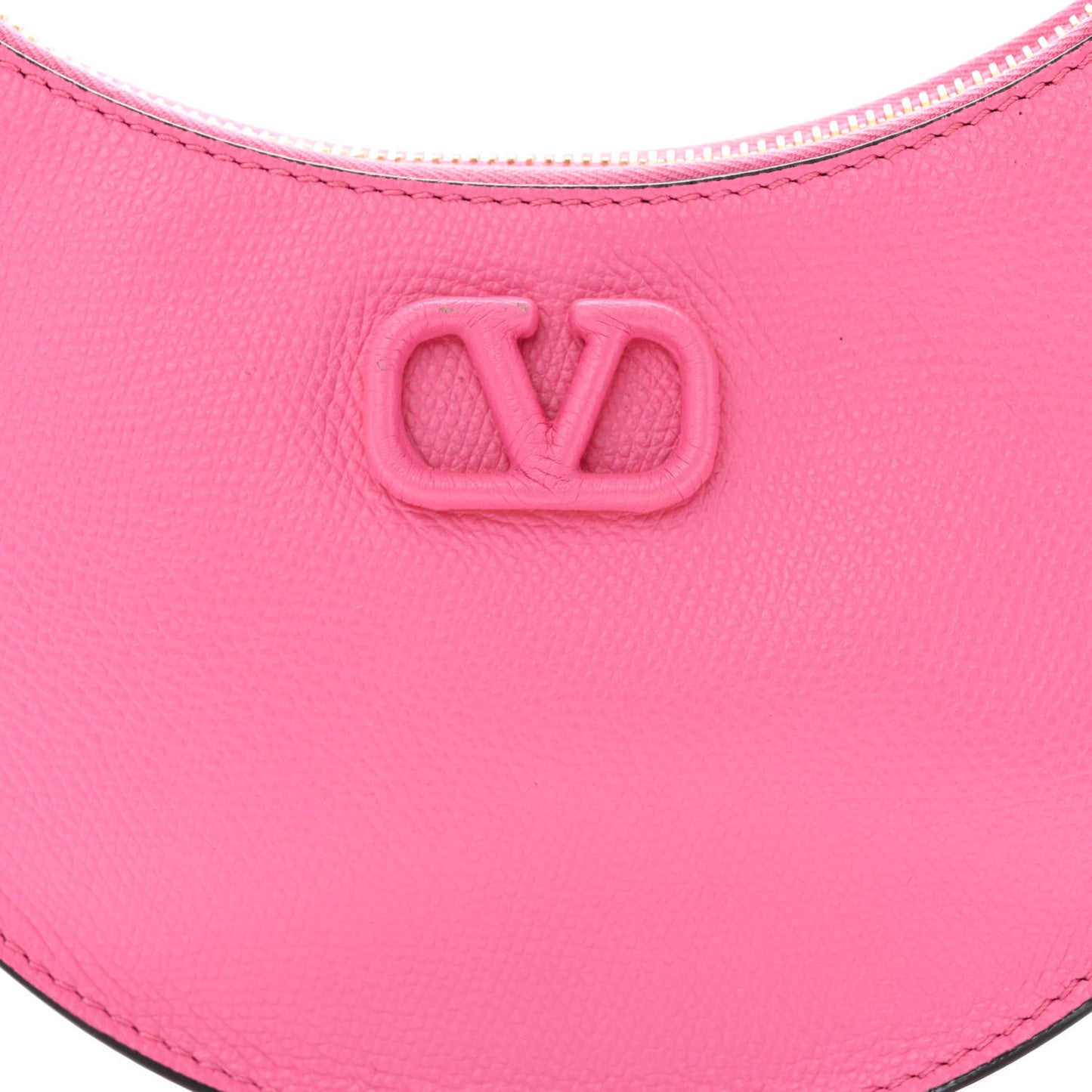Grainy Calfskin Mini Vlogo Hobo Bag Feminine Pink