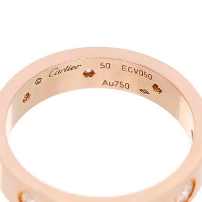 Cartier 18K Pink Gold 8 Diamond 4mm LOVE Wedding Band Ring 50 5.25 4 of 5