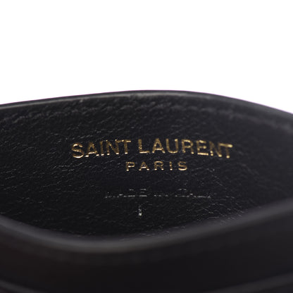 Saint Laurent Grain De Poudre Matelasse Chevron Monogram Credit Card Case Black 4 of 7