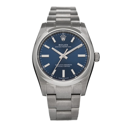 Rolex Stainless Steel 34mm Oyster Perpetual Watch Bright Blue 1 of 5