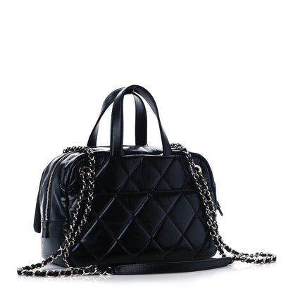 Chanel Aged Calfskin Quilted Small Express Bowling Bag Black 3 of 15