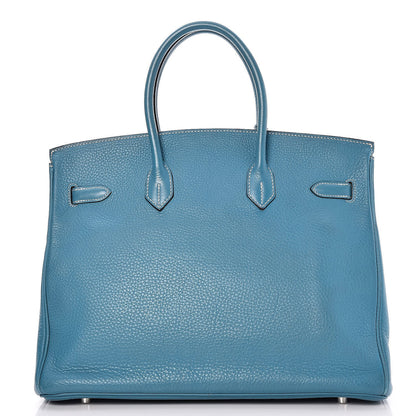 Hermes Taurillon Clemence Birkin 35 Blue Jean 5 of 33