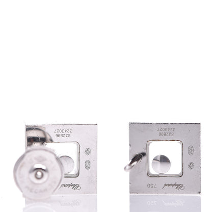 Chopard 18K White Gold Happy Diamonds Square Earrings 3 of 5