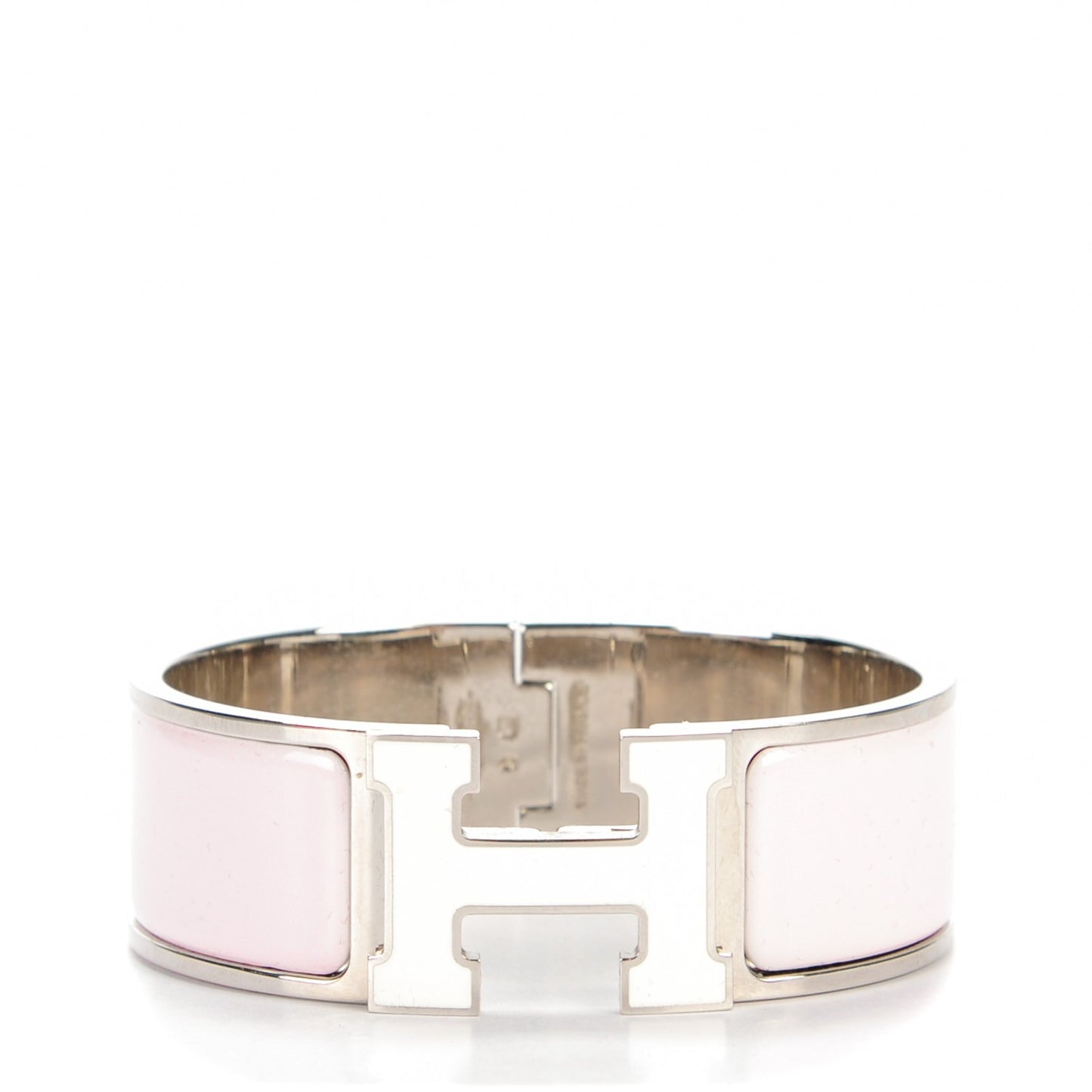 Enamel Wide Clic Clac H Bracelet GM Rose Nymph White