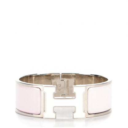 Hermes Enamel Wide Clic Clac H Bracelet GM Rose Nymph White 1 of 6