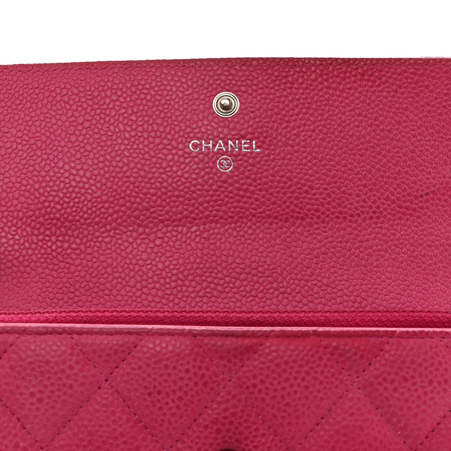 Caviar Quilted Large Gusset Flap Wallet Pink
