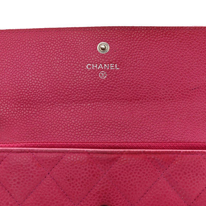 Chanel Caviar Quilted Large Gusset Flap Wallet Pink 15 of 17
