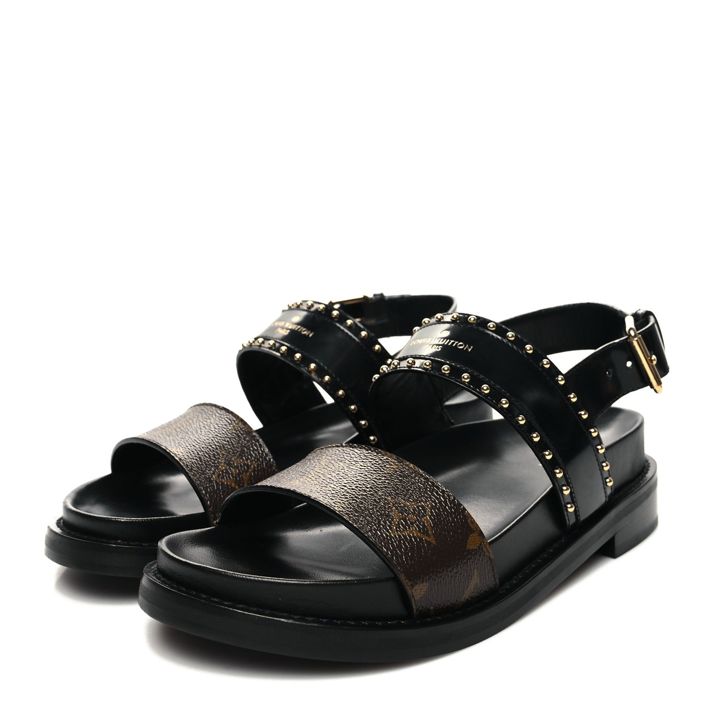 Monogram Paseo Flat Comfort Sandals 39 Black