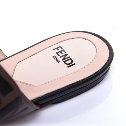 Fendi Vitello FF Embossed Buckle Flat Mules 35.5 Maya Black 8 of 11