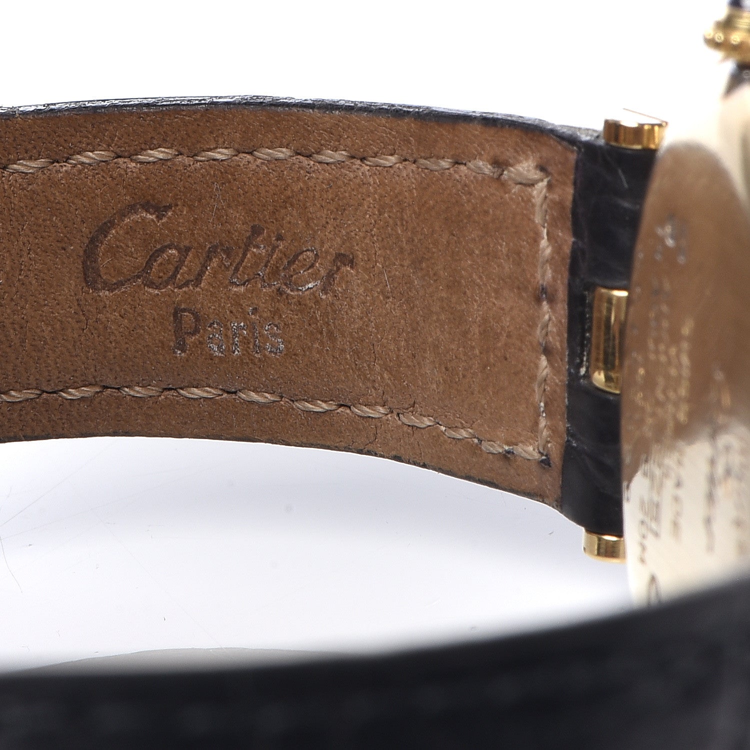 Cartier Sterling Silver Vermeil Alligator 30mm Must De Cartier Quartz Watch 8 of 9