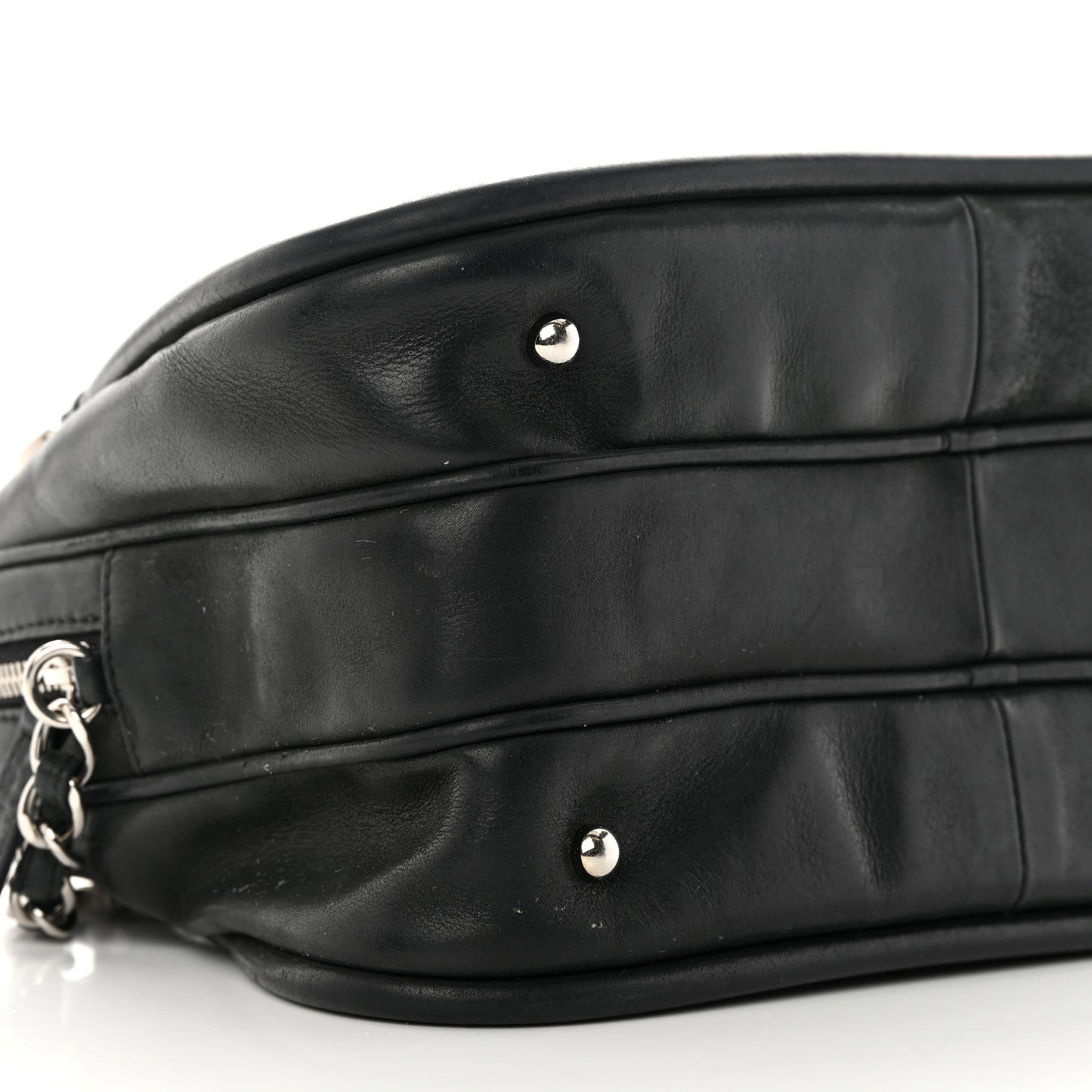 Iridescent Calfskin Quilted Relax CC Camera Case Black