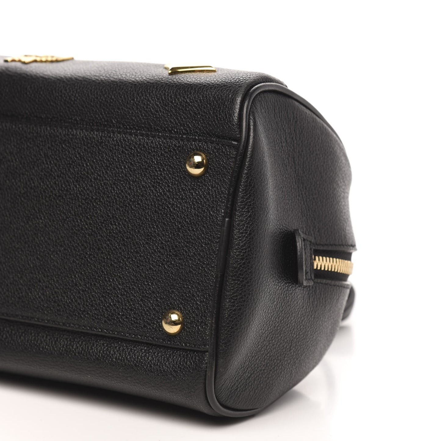 Grained Calfskin Studded Small Heritage Boston Bag Black