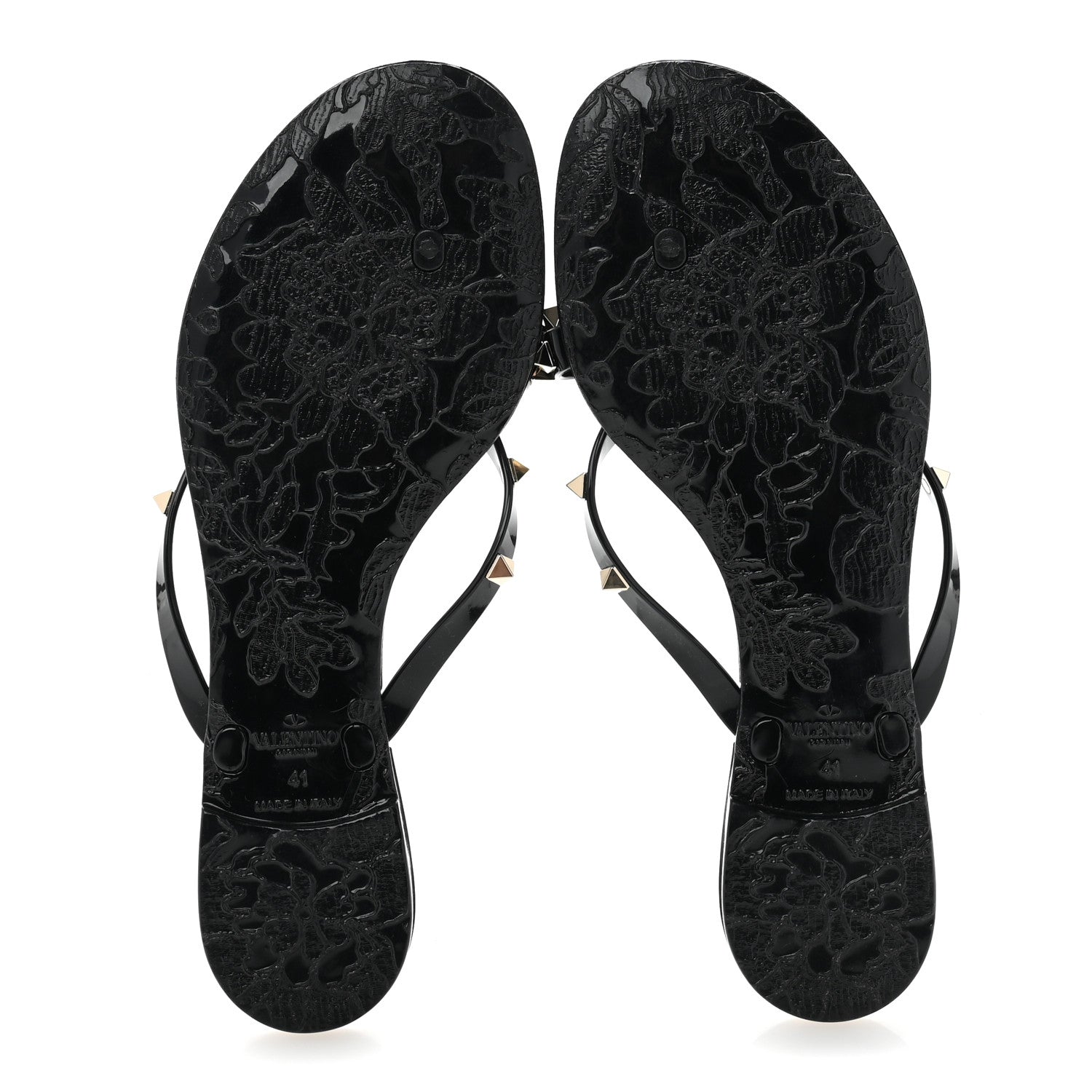 Valentino Garavani PVC Jelly Rockstud Bow Thong Sandals 41 Black 6 of 9