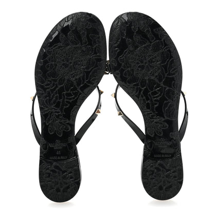 Valentino Garavani PVC Jelly Rockstud Bow Thong Sandals 41 Black 6 of 9