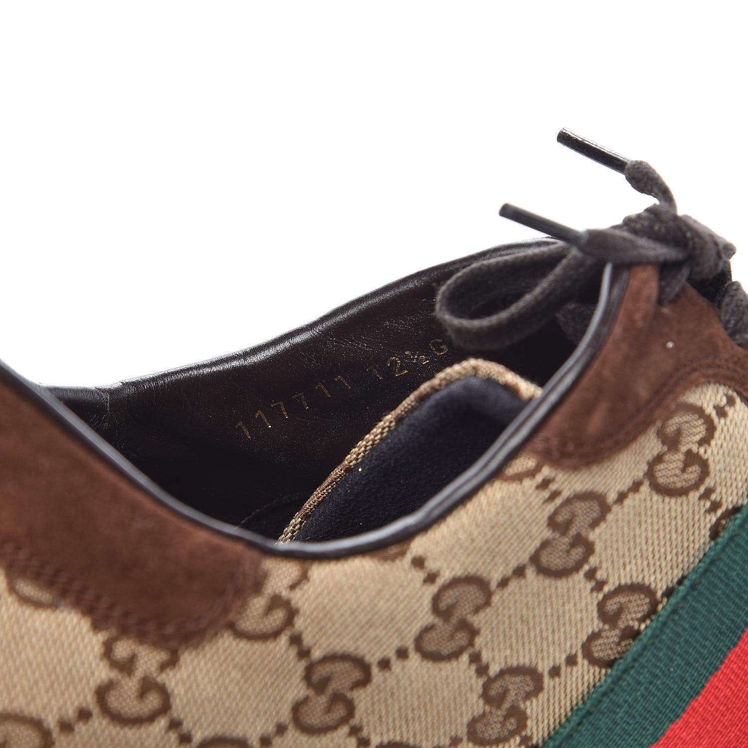 Gucci GG Monogram Suede Vintage Web Mens Sneakers 12.5 Dark Chestnut 9 of 14
