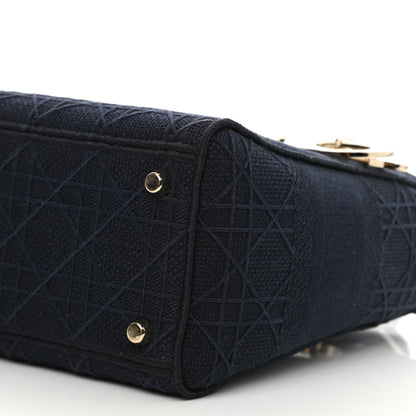 Christian Dior Canvas Embroidered Cannage Medium Lady D-Lite Navy 9 of 11