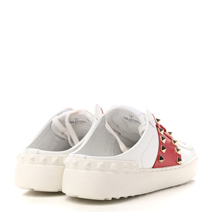 Valentino Garavani Calfskin Untitled Rockstud Slide Sneakers 37 White Red 4 of 8