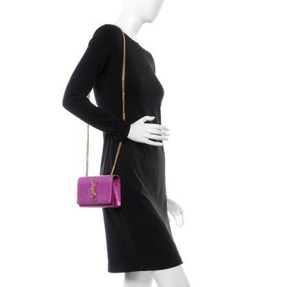 Saint Laurent Metallic Calfskin Small Classic Monogram Kate Satchel Fuchsia 2 of 6