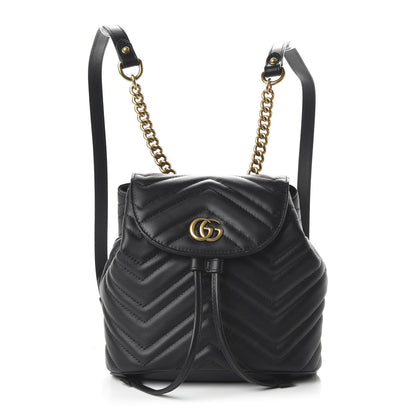 Gucci Calfskin Matelasse GG Marmont Flap Backpack Black 1 of 9