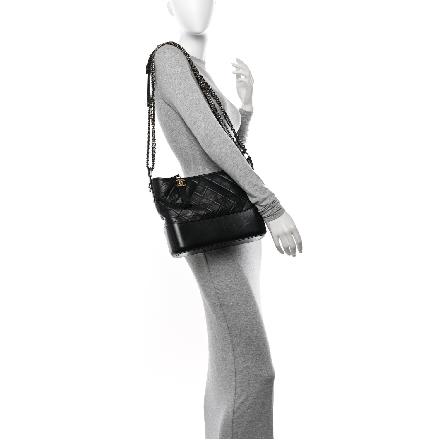 Chanel Aged Calfskin Quilted Medium Gabrielle Hobo Black 2 of 15