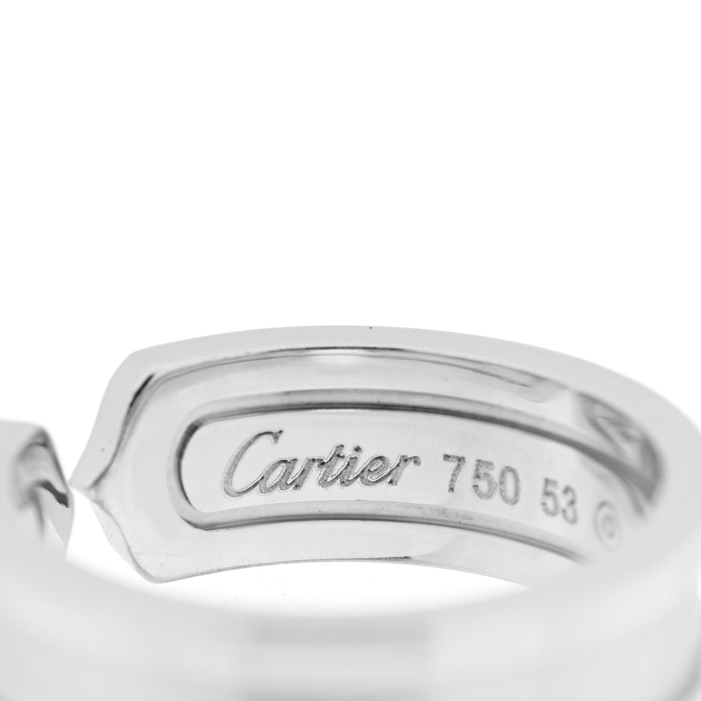 18K White Gold 6.5mm C De Cartier Ring 53 6.5