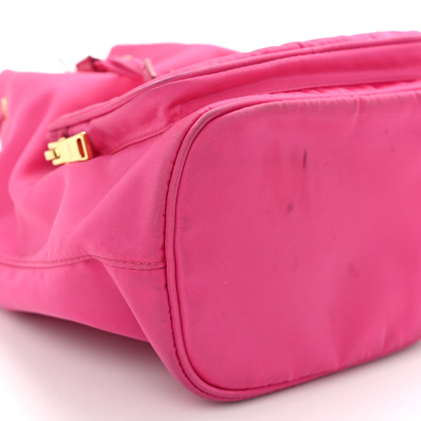 Re-Nylon Saffiano Duet Bucket Crossbody Bag Fuxia