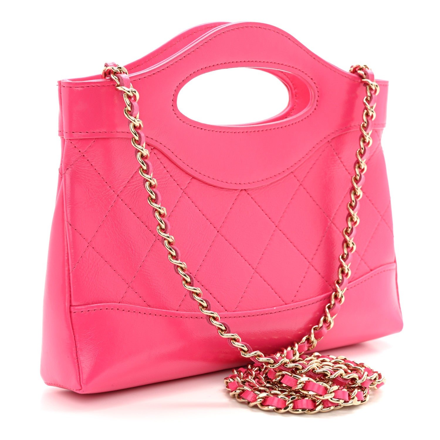 Chanel Shiny Crumpled Calfskin Quilted Nano 31 Shopping Bag Pink 3 of 11