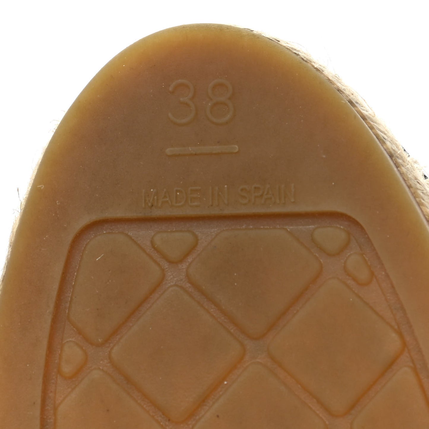 Braided Fabric Lambskin CC Espadrilles 38 Beige Black