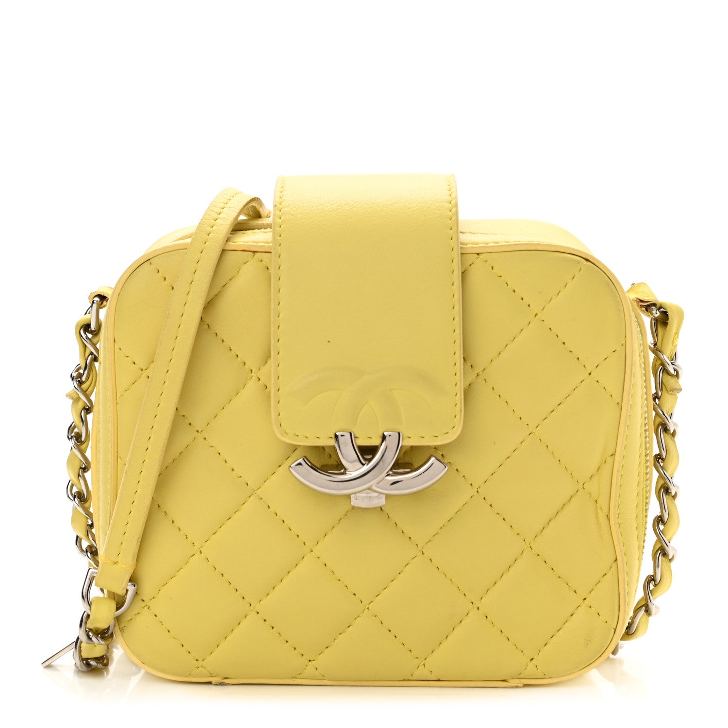 Chanel Lambskin Quilted Mini CC Box Camera Bag Yellow 1 of 9