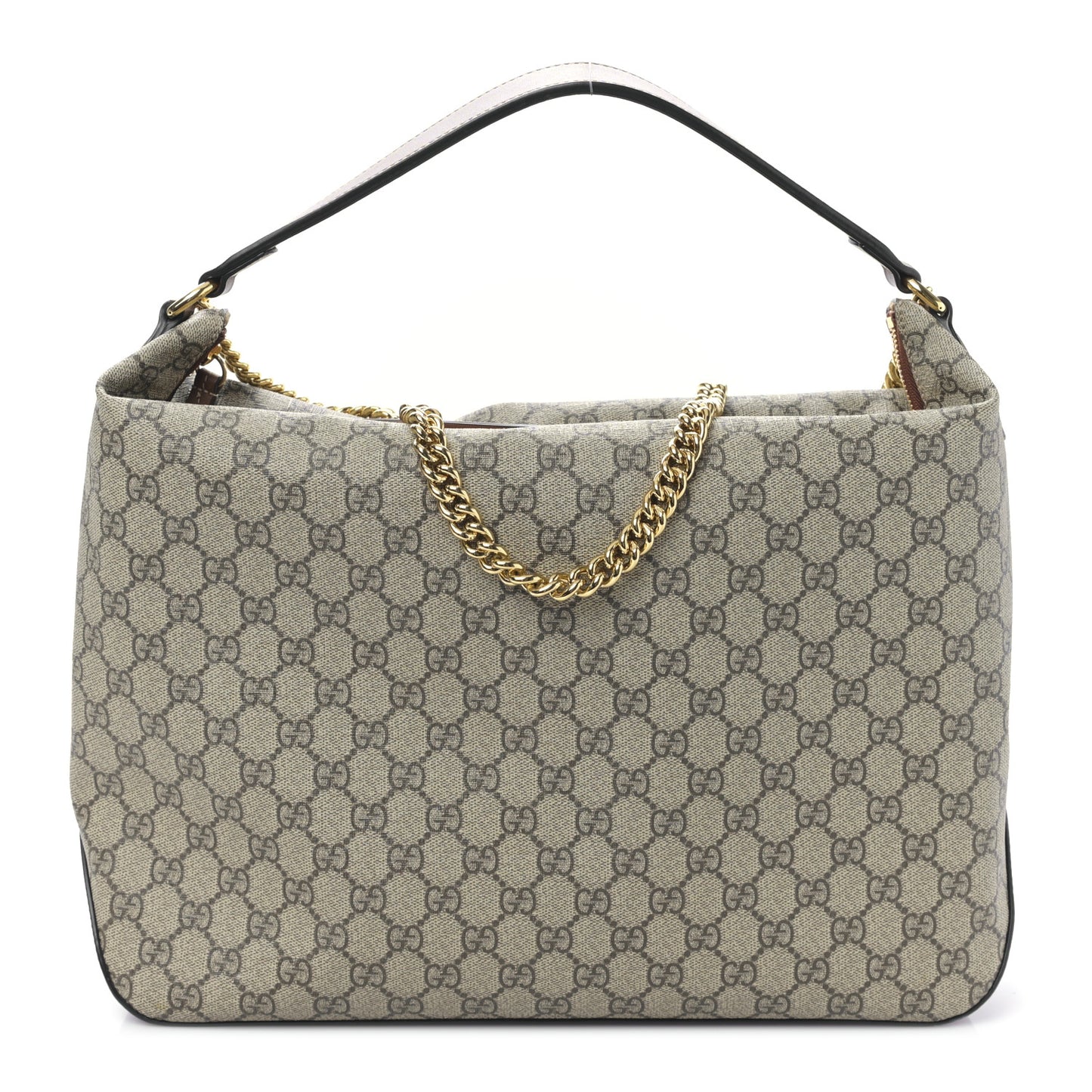 GG Supreme Monogram Large Linea A Hobo Light Brown