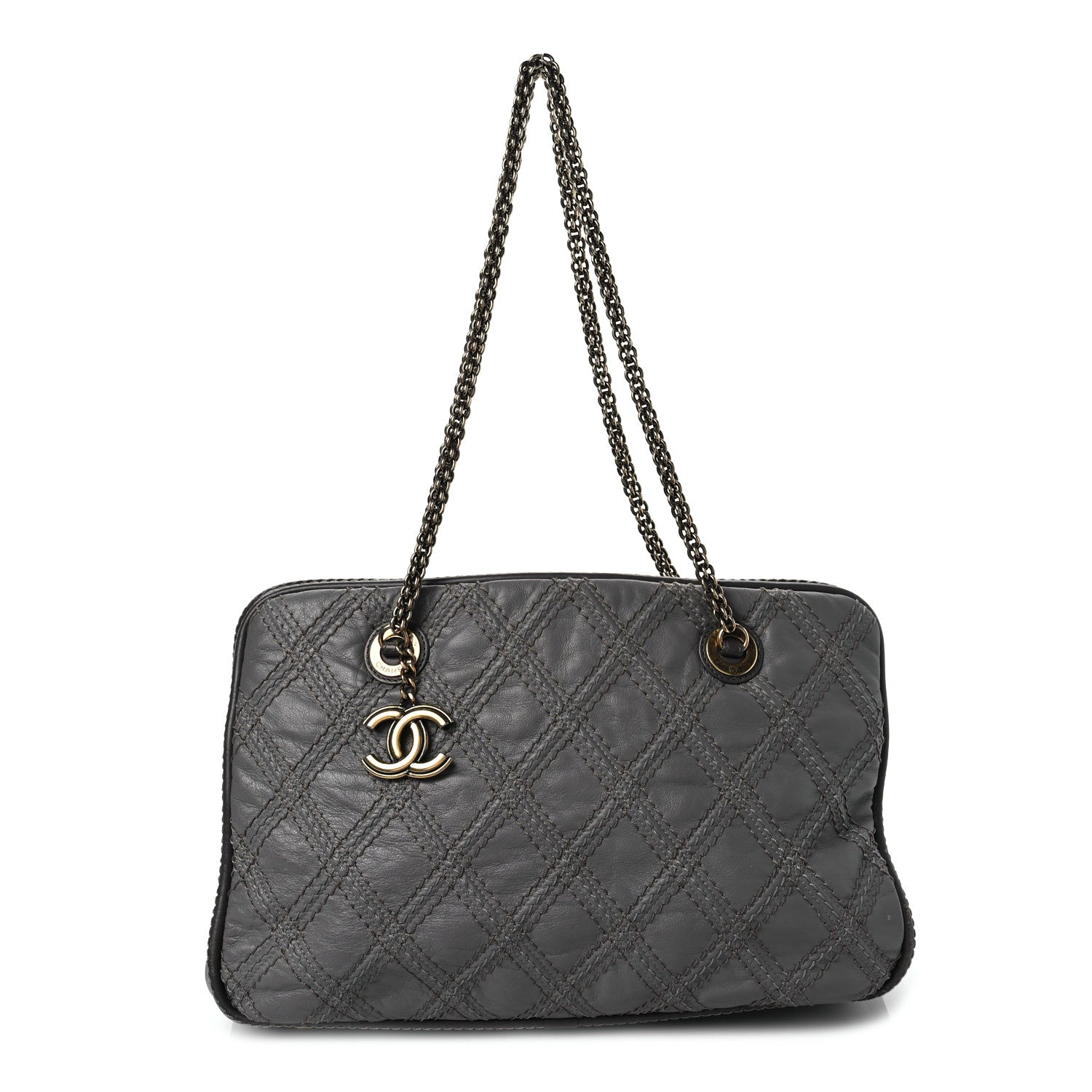 Chanel Calfskin Quilted Stitch Triptych Tote Grey 1 of 9