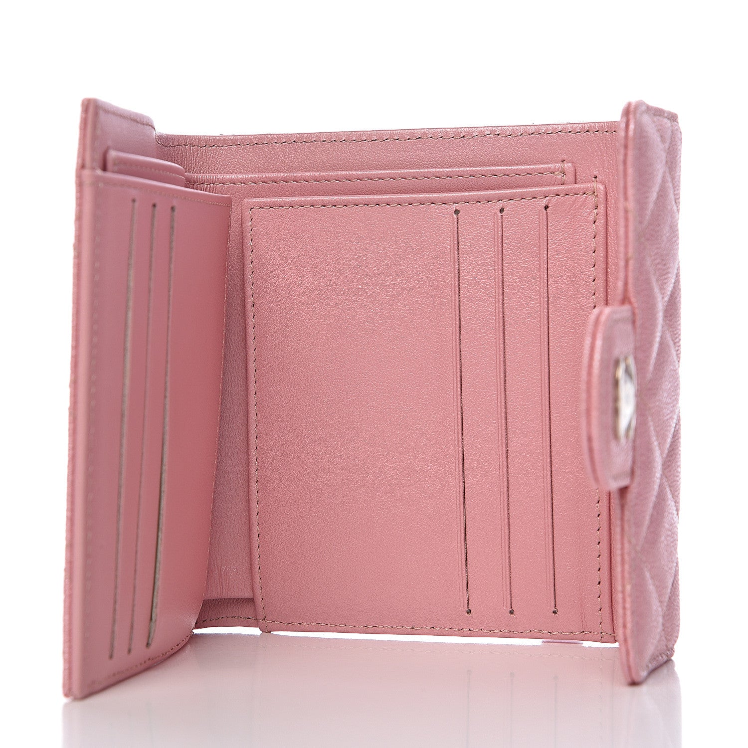 Chanel Iridescent Caviar Quilted Compact Flap Wallet Pink 4 of 7