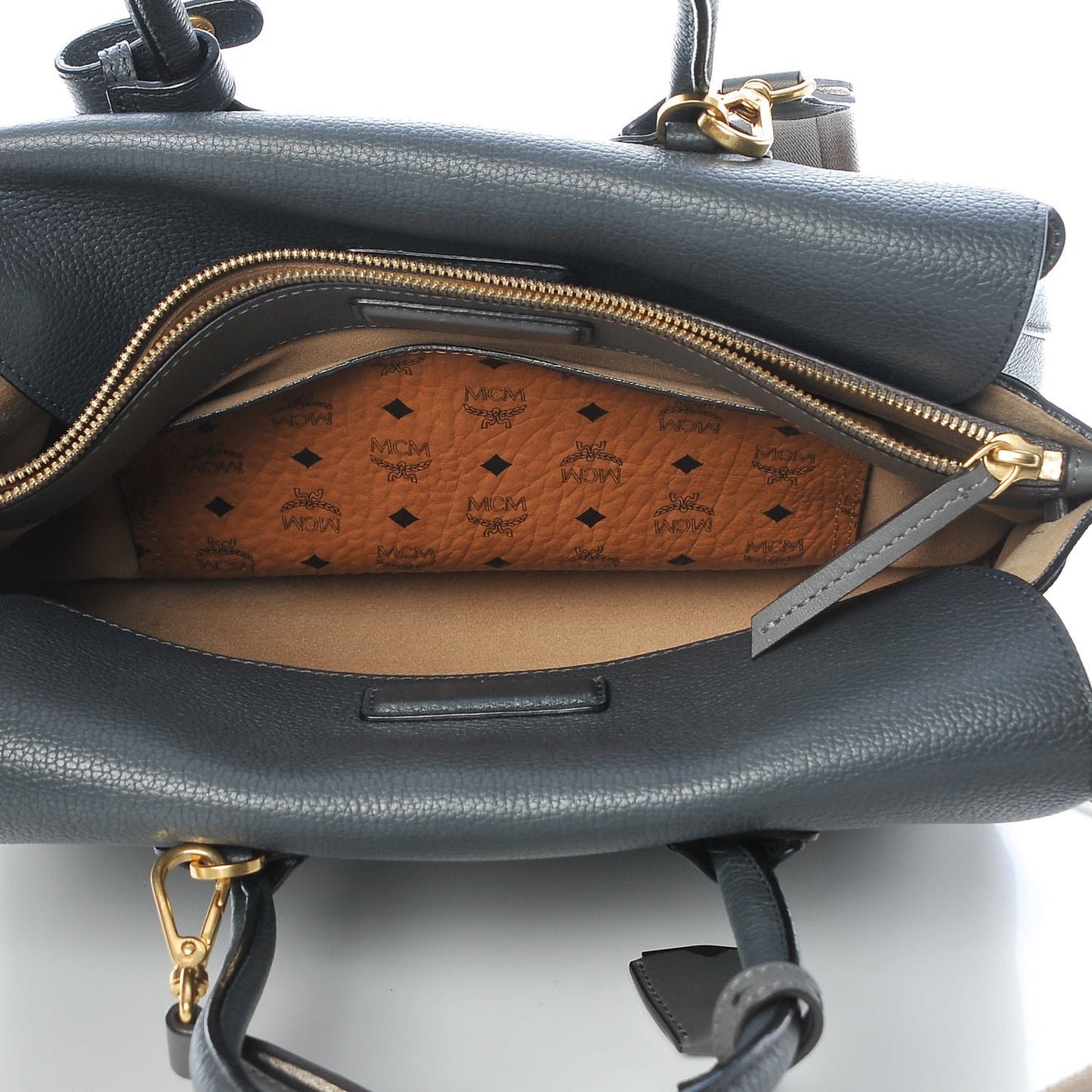 Grained Calfskin Medium Milla Tote Phantom Grey