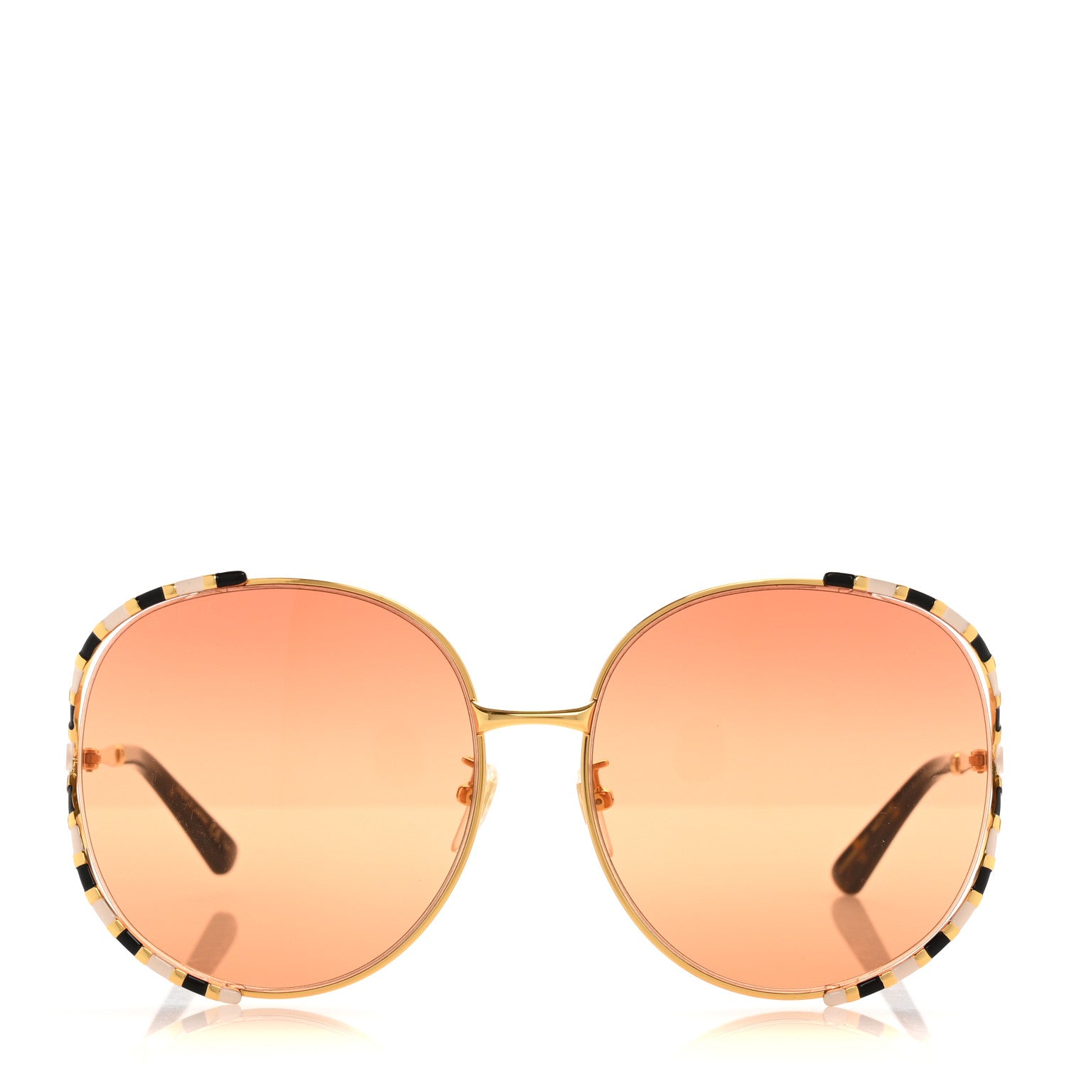 Gucci Metal Round Frame GG0595S Sunglasses Gold Black 2 of 7