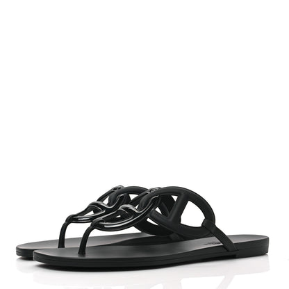 Hermes Rubber Womens Egerie Sandals 40 Black 3 of 9