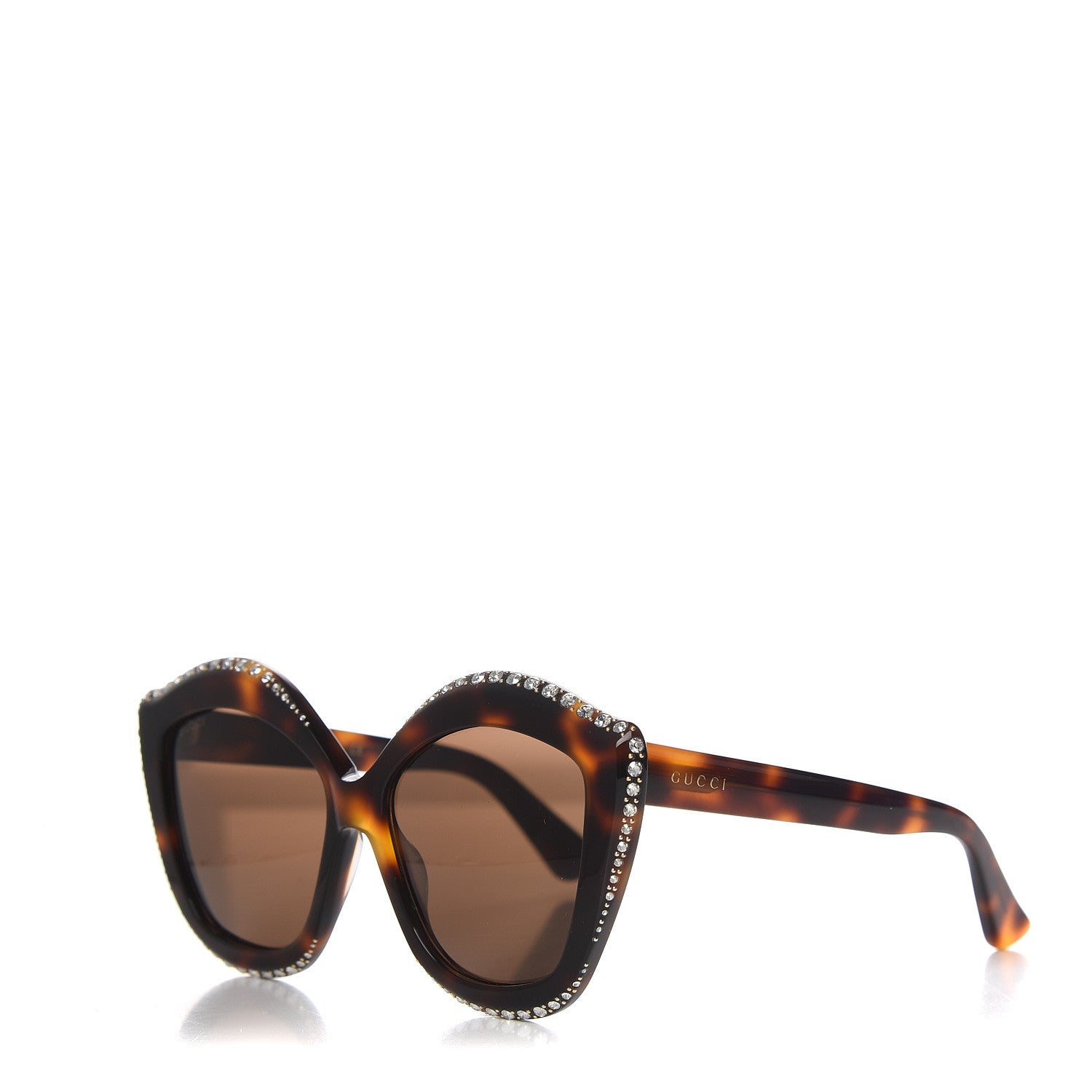 Gucci Crystal Cat Eye GG0118S Sunglasses Havana Brown 1 of 7