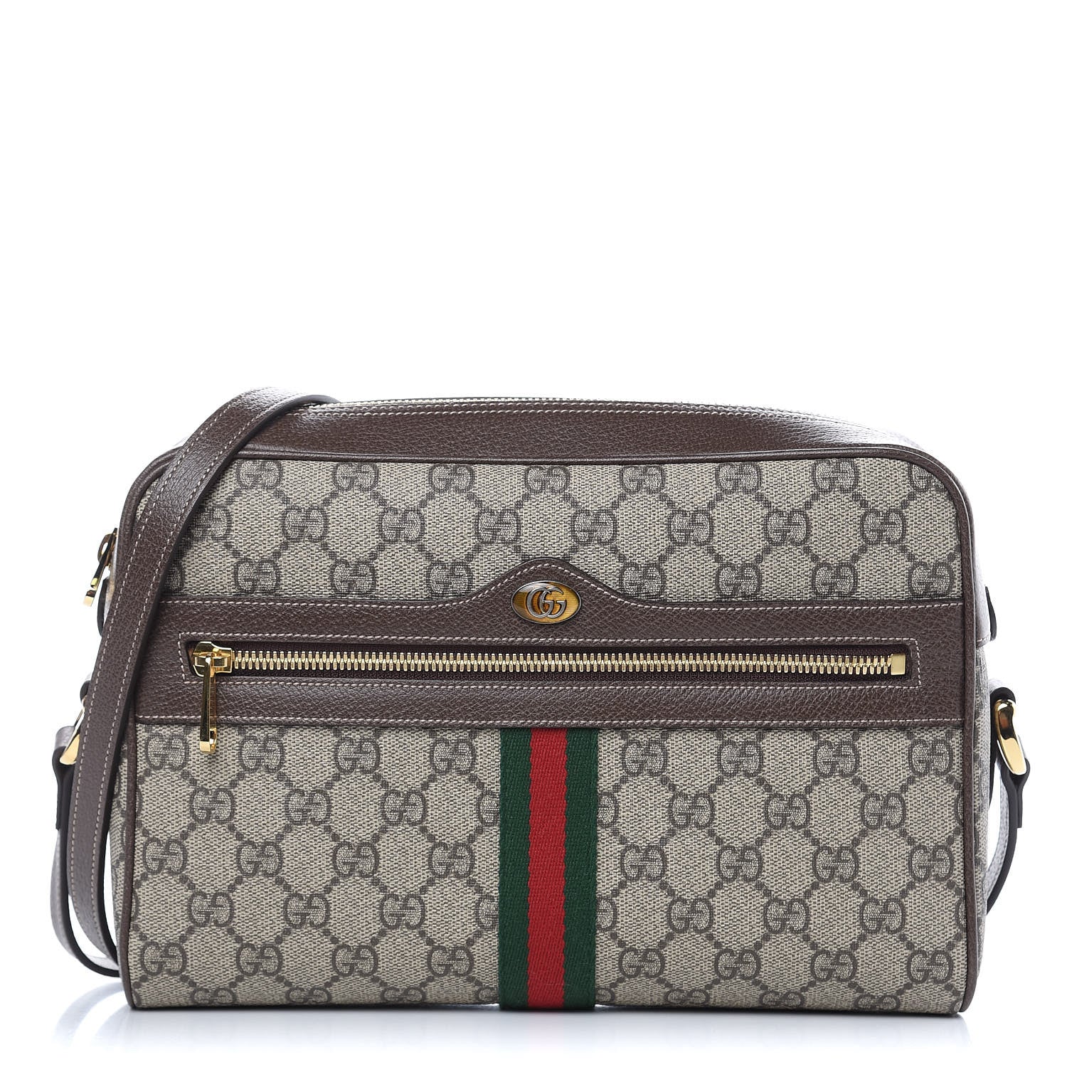 Gucci GG Supreme Monogram Web Small Ophidia Shoulder Bag Brown 1 of 9