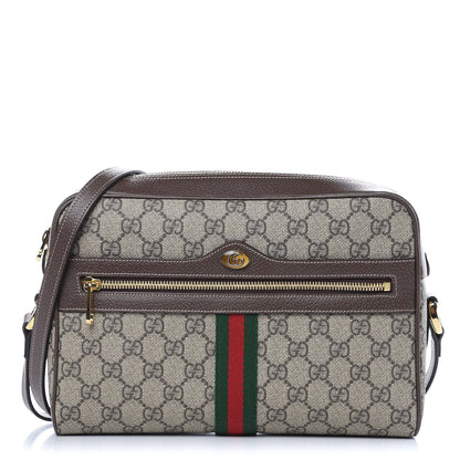 Gucci GG Supreme Monogram Web Small Ophidia Shoulder Bag Brown 1 of 9